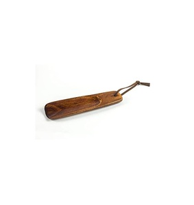 Unique Quality Luxury Wood <b>Shoe</b> Horn with Leather Hinging Wholesale Exporter Acacia Wooden Long Handle <b>Shoe</b> Lifter Use - Product Image 1