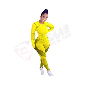 Chándal de pantalón largo de 2 piezas para deportes de maternidad para mujer, traje deportivo transpirable de Color rosa con cuello redondo, manga larga - Product Image 4