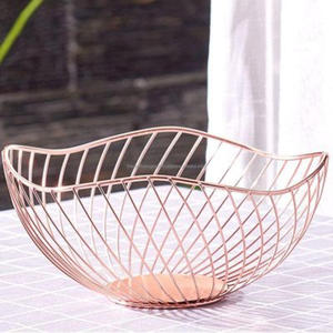 Wholesale Quality <b>Gold</b> Finished Wire <b>Basket</b> Best Selling Reusable Kitchenware Fruit <b>Basket</b> <b>Storage</b> Wire Bowl for Home Decoration - Product Image 6