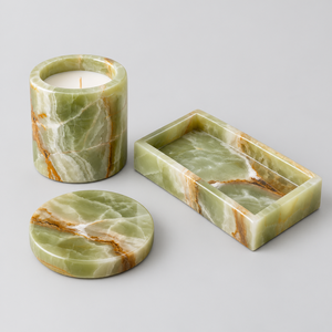 Natural Green Onyx Self-Care Gift Set Handmade <b>Candle</b> Tray and Coaster Bundle Wholesale Custom Logo Spa Home Decor - Product Image 3