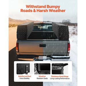 Contractor Truck <b>Tool</b> <b>Box</b> <b>with</b> Flip Door Weath 81.5 X 21 X 13 in Black Tread Aluminum TopSider Toolbox Two Lower Drawers - Product Image 6