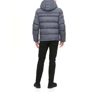 High Quality <b>Warm</b> Canvas Puffer <b>Jacket</b> Men Hooded Stand Collar Patchwork Long Sleeve Zipper Front Logo Thick Winter Streetwear - Product Image 3