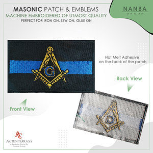 Blue Line Iron-On Canvas Square & Compass Embroidered Masonic Patch for Hats & Gifts - Product Image 2