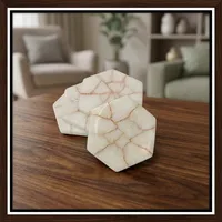 Ensemble de sous-verres hexagonaux en marbre naturel, faits à la main, décoratifs, pour table basse, maison, restaurant, bar, hôtel