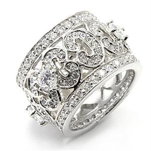 7x182-Rhodium 925 Sterling Silver <b>Ring</b> with Clear AAA Grade CZ Dish & <b>Plate</b> Product Category - Product Image 1