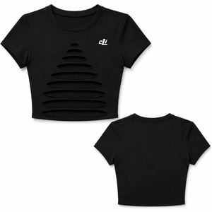 Haut court confortable pour femme, en coton uni, à manches courtes, avec découpe frontale et impression DTF personnalisée, idéal pour l'été - Product Image 3