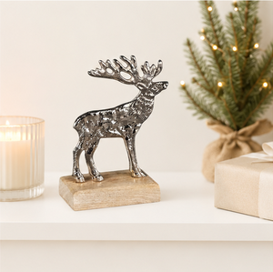 Handcrafted 3D Chrome Reindeer Statue Elegant Metal Deer Craft Ornament For Festive Mantel Display & Nordic Style <b>Winter</b> <b>Decor</b> - Product Image 2