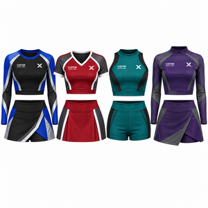 Custom <b>Crop</b>-<b>Top</b> Cheerleading Uniform Sets | Blue Red <b>Purple</b> | Sportswear & Outdoor Apparel | Manufacturer Supplier | - Product Image 1
