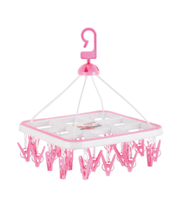 24 Clip Pink Plastic Clothes <b>Drying</b> <b>Rack</b> With 24 Clips Hook Type Rectangle Hanger For Laundry Room Multifunctional Durable Desig - Product Image 3