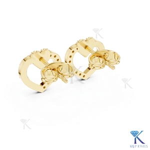 Boucles d'oreilles clous cœur ouvert en diamant de laboratoire, détail demi-pavé et milgrain, or massif 14K/18K, bijoux pour femme, cadeau de mariage romantique - Product Image 6