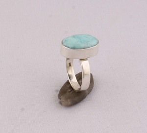 Natural Larimar <b>Ring</b> 925 Sterling <b>Silver</b> Jewelry Ocean Blue Gemstone <b>Ring</b> Vintage Style Caribbean Larimar <b>Statement</b> <b>Ring</b> For Her - Product Image 1