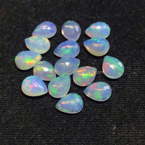 Opale éthiopienne naturelle AAA de 3 mm et 5 mm, taille poire à facettes roses, cabochon plat, qualité supérieure, jeu de couleurs sur l'opale de feu, pierre précieuse en vrac pour bijoux - Product Image 2