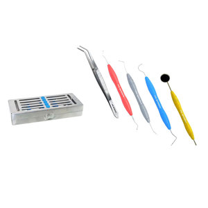 ชุดตรวจฟันพร้อมแหนบกระจกชุดตรวจทางทันตกรรม5ชิ้นทำจากสเตนเลสชุดตรวจฟัน - Product Image 1