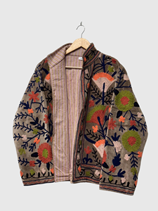 Veste en velours brodée bohème à manches longues, col mandarin, motif floral, grande taille, vêtements d'automne pour femmes - Product Image 2