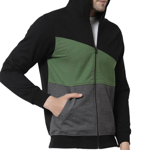 Sudadera con capucha premium para hombre con cremallera frontal, bloques de color, capucha con cordón, bolsillo canguro y puños acanalados. Ideal para ropa deportiva, gimnasio y uso universitario. - Product Image 3