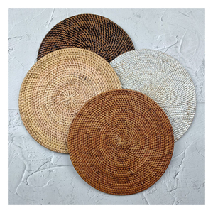 Salvamanteles redondo hecho a mano de jacinto de agua y ratán, ecológico, antideslizante, resistente al calor, tejido, para cocina estilo boho o rústico. - Product Image 6