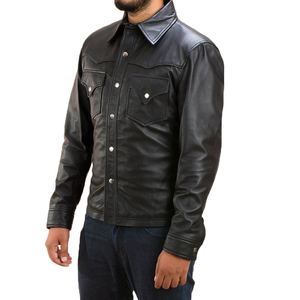 Chemises pour hommes, dernière mode, en cuir de qualité supérieure, boutonnées, coupe ample, vêtements décontractés, entièrement doublées, légères, élégantes, pour l'extérieur, hiver - Product Image 6