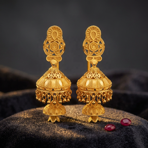 Wholesale 14K18K24K Micron Gold Plated Forming Jhumka <b>Earrings</b> Set Wedding <b>Fashion</b> <b>Earrings</b> Traditional Design Bridal Jhumka Set - Product Image 6