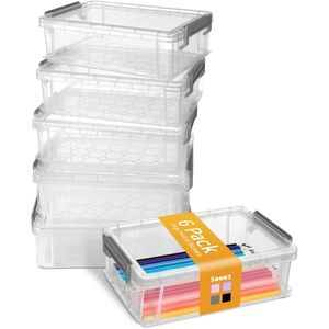 Set di 6 Contenitori e Scatole di Plastica Trasparente Extra Large, Organizer per Matite/Pennarelli con Coperchio, Sistema di Stoccaggio Impilabile - Product Image 1