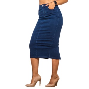 European Style Summer High Waist Elegant Pencil Skirt Sexy Skinny Midi Stretch Denim Skirts for Women Ladies - Product Image 4