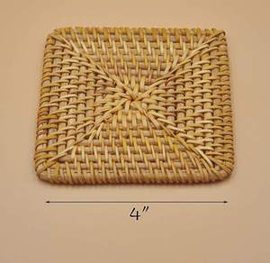 <b>Set</b> of 4 Round Rattan Tablemats Brown <b>Colour</b> Customized Size Tea Coasters Elegant Tableware From India Durable and Stylish - Product Image 3