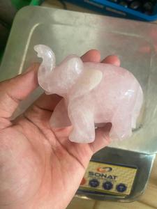 Wholesale Pink Rose Quartz Elephant Carvings <b>Crystal</b> Crafts Feng Shui Home Decoration Semi Precious Stone Crafts - Product Image 5