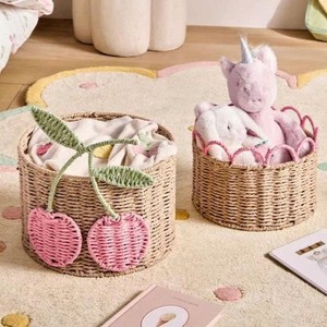 Cesta de mimbre con diseño de manzana para juguetes y accesorios de bebé, color personalizado, hecha a mano, proveedor de Vietnam - Product Image 2
