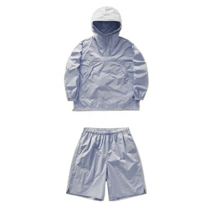 Two-Piece Men's Nylon Windbreaker <b>Shorts</b> Set Hooded Collar Printed <b>Technics</b> Customizable Embroidery Support - Product Image 4