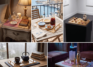 Plateau en résine verte brillante avec bords incurvés, organisateur élégant pour la décoration de la maison, la salle de bain ou le bureau, idéal pour les fruits et la décoration intérieure. - Product Image 2