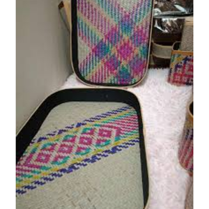 Bandeja de Servir Shetal Pati Hecha a Mano con Asas de Fibra Natural de Murta, Ecológica, Ligera, Diseño Étnico de Lujo, Bangladesh, Cumpleaños - Product Image 6