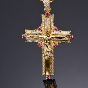 Nuevo Collar con Colgante de Jesús Estilo Hip Hop 2026, Colgante de Cruz con Incrustaciones de Diamantes, Diseño de Diseñador, Collar con Colgante de Jesús Dorado para Hombre - Product Image 5