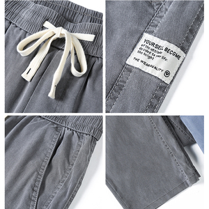 Men's <b>Light</b> Blue Washed Cotton Denim Pants Lightweight Loose Fit Straight Leg Casual Drawstring Waist <b>Trousers</b> - Product Image 5