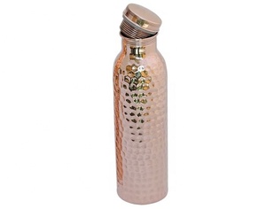Mirror Finish Hammered Copper <b>Large</b> Capacity Leakproof Handcrafted Reusable Ayurvedic Drinking Water Bottle - Product Image 1