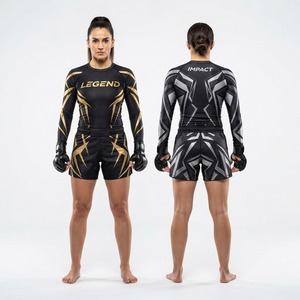 Conjunto de Rashguard de MMA para Mujer Prime, Manga Larga y Pantalones Cortos, Estampado por Sublimación, Ajustado, Transpirable, de Secado Rápido y Elástico - Product Image 3