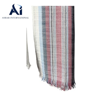 Écharpes longues pour hommes, best-seller, rayées pastel, mélange viscose/coton, luxe, tissées à la main, multicolores, style châle linéaire, automne lumineux - Product Image 4