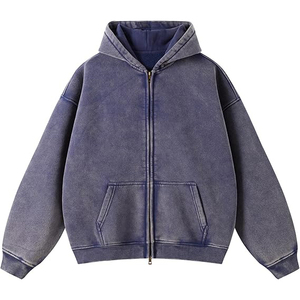 Sudadera con capucha para mujer, estilo Y2K grunge, lavado ácido desgastado, corte holgado y corto, bajo sin rematar, de felpa francesa de 380 g/m² - Product Image 1