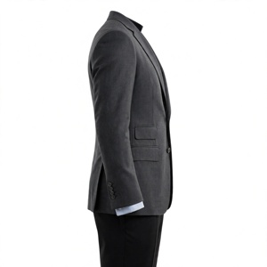 AMKOOR ENTERPRISES Hommes& # Veste de costume en laine grise pour homme avec revers cranté et deux boutons pour tenue formelle, en laine tissée avec impression personnalisée - Product Image 3