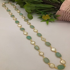 Precioso Conjunto de Joyería de Perlas Reales Chapadas en Oro de Primera Calidad, Estilo Antiguo y Moderno, 24 cm de Largo, para Fiestas y Eventos, para Mujeres y Niñas - Product Image 4