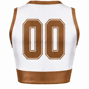 Maillot de cheerleading marron sublimé sans manches – Tenue de sport athlétique pour l'entraînement et la compétition - Product Image 2