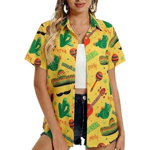 Camisa Aloha para mujer con estampado floral tropical, abotonada, de corte relajado, blusa de playa de verano - Product Image 2