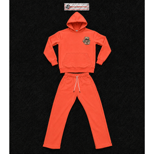 Conjunto Deportivo de Hombre Coral con Sudadera con Capucha y Logotipo Gráfico en el Pecho, Pantalones Jogger a Juego, Ropa Deportiva Casual - Product Image 5