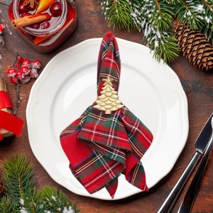 100% Cotton Red Black Checkered Napkin – High Quality Eco-Friendly Reusable Cloth Napkin for Dining <b>Kitchen</b> & Hotel - Product Image 3