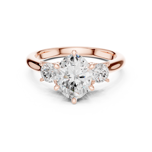 Vinson Project 2 Carat Oval Cut Moissanite Art Deco Engagement <b>Ring</b> Three Stone Accents-Rose Gold Plated <b>Stainless</b> <b>Steel</b> <b>Ring</b> - Product Image 1