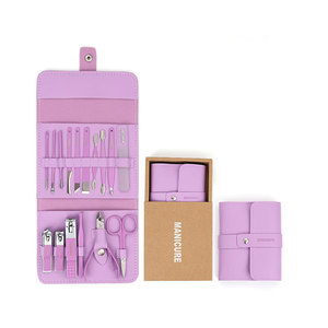 <b>Manicure</b> Set Pedicure <b>Kit</b> Stainless Steel Nail Clippers <b>Kit</b> Factory Wholesale Nail Care Set with PU Leather Case - Product Image 1