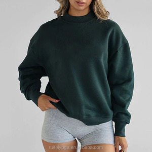 Manufacturer Custom Logo Essential Varsity Graphic Thick Girls <b>Jumper</b> Sports Crewneck <b>Plain</b> Knitted Sweater Sweatshirt for Women - Product Image 2