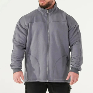 Veste polaire grise pour homme, col montant, fermeture éclair, style sportif, couleur unie, polyester, vêtement d'automne, coupe régulière, style slim - Product Image 6
