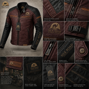 เสื้อแจ็คเก็ตมอเตอร์ไซค์หนังแท้ยูนิเซ็กซ์ Silk Road General Trading แขนยาว สกรีนโลโก้ตามสั่ง ระบายอากาศได้ดี กันลมหนาว สำหรับขี่ครุยเซอร์ - Product Image 6