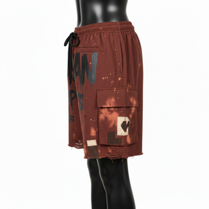 Shorts de bain pour femmes 120 GSM, séchage rapide, polyester et élasthanne, couleur rouille, lavage décoloré, logo personnalisé imprimé à l'écran. - Product Image 3