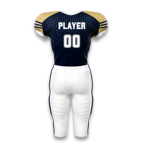 Custom Men's American Football Jersey Set Navy Gold Geometric Print Short Sleeve Fitted Moisture Wicking Apparel - Product Image 2