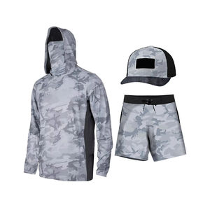 Ensemble de pêche camouflage personnalisé : Sweat à capuche à manches longues séchage rapide, short et casquette – Vêtements de sport d'extérieur - Product Image 1
